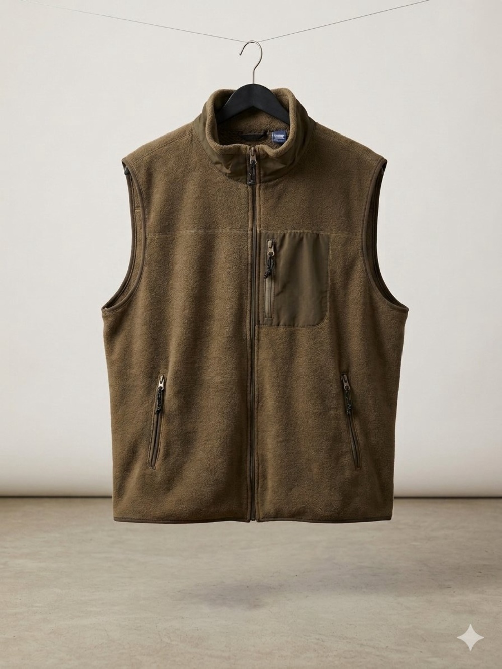 Chaps Olive Green Fleece Vest with Chest Pocket
